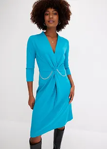 Robe midi en crêpe texturé avec détail chaîne, bonprix