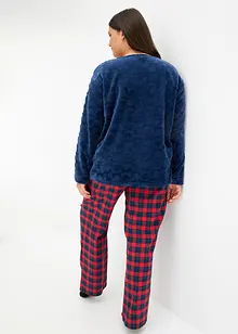 Fleece Pyjama mit Flanellhose, bonprix