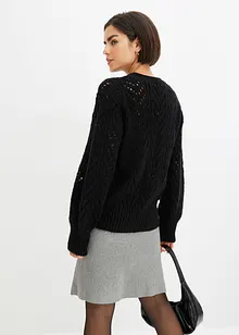 Pull douillet en maille ajourée, bonprix