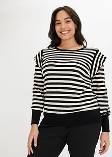 Pull rayé à volants, bonprix