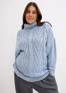 Pull à col roulé et motif torsadé, bonprix