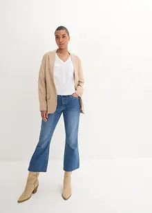 Langarm Bluse mit V-Ausschnitt aus fließender Viskose, bonprix