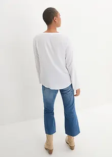 Langarm Bluse mit V-Ausschnitt aus fließender Viskose, bonprix