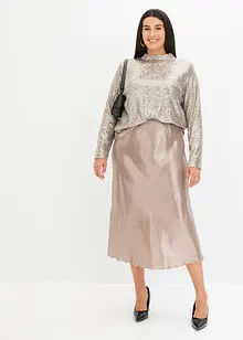 Jupe midi en satin fin, bonprix