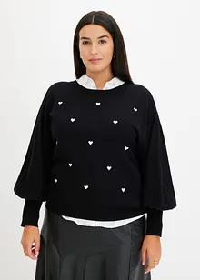 Pullover mit Herzstickerei, bonprix