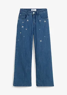 Mädchen Jeans mit Stickerei, Wide Leg, bonprix