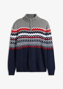 Norweger-Pullover mit Troyerkragen und recyceltem Polyacryl, bonprix