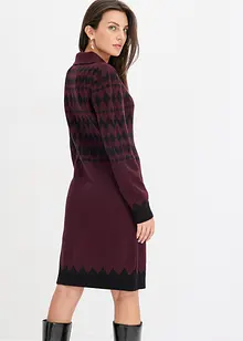 Robe en maille jacquard à grand col polo, bonprix