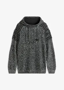 Grobstrick-Pullover mit Kapuze und Bikerdetails, bonprix