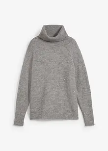 Rollkragenpullover mit Strasssteinen, bonprix