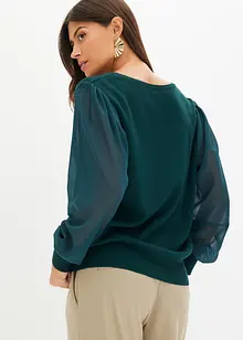 Pullover mit Chiffonärmeln, bonprix