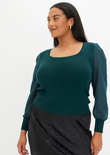 Pull avec manches en crêpe, bonprix