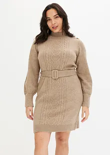 Robe en maille avec ceinture, bonprix