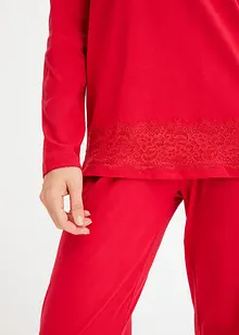 Pyjama aus weicher Baumwolle mit Spitze, bonprix