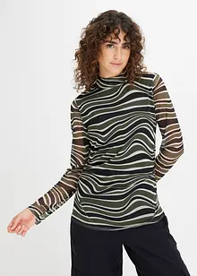 Mesh Shirt mit Stehkragen, bonprix