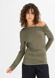 Shirt mit asymmetrischem Ausschnitt und Raffungen, bonprix