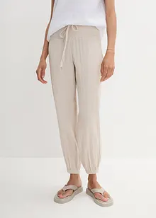 Pantalon en gaze de coton avec ceinture smockée, bonprix