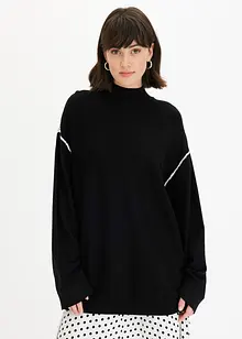 Pull boxy à bande contrastante en point décoratif, bonprix