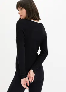 Pull en fine maille à passepoil contrastant, bonprix