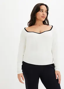 Pull en fine maille à passepoil contrastant, bonprix