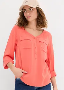 Blouse fluide à col en V et manches longues, bonprix