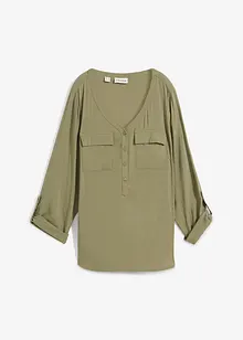 Blouse fluide à col en V et manches longues, bonprix