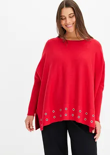 Pull poncho à œillets, bonprix