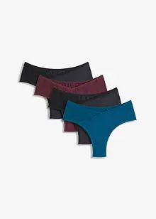 Lot de 4 slips brésiliens forme V en microfibre, bonprix