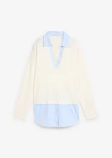 Pull en fine maille empiècement chemisier, bonprix