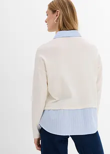Pull en fine maille empiècement chemisier, bonprix