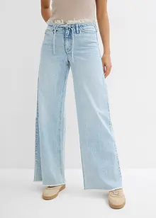 Wide-Leg-Jeans, Mid Waist, Fransenbund, bonprix