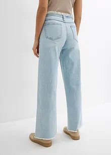 Wide-Leg-Jeans, Mid Waist, Fransenbund, bonprix