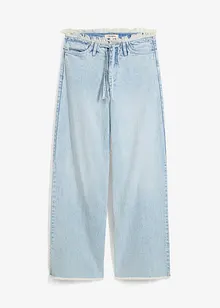 Wide-Leg-Jeans, Mid Waist, Fransenbund, bonprix