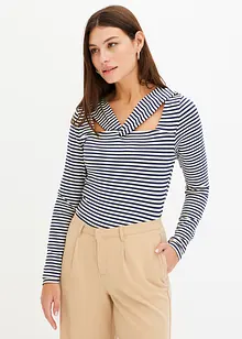 T-shirt manches longues avec détail sur le décolleté, bonprix