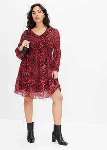 Robe en mesh imprimé à volants, bonprix