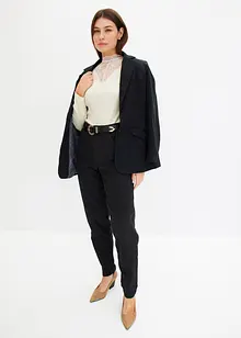 Pantalon barrel en twill à ceinture, bonprix