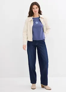 Zweifarbiges Langarmshirt mit Stickerei, bonprix