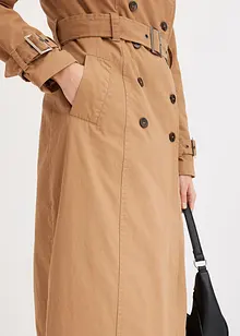 Trench-coat long ceinturé à la taille, bonprix