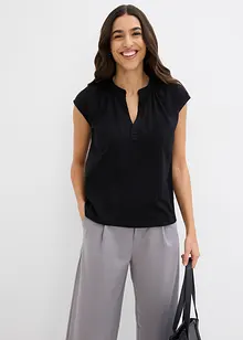 Kurzarmshirt mit Henley-Ausschnitt aus Viskosemix, bonprix