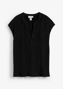 Kurzarmshirt mit Henley-Ausschnitt aus Viskosemix, bonprix
