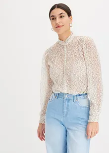 Blouse imprimée en crêpe avec volants, bonprix