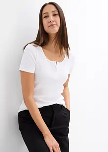 T-shirt col Henley, 100% coton, bonprix