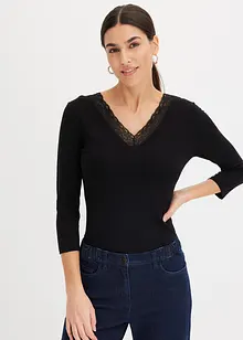 Langarmshirt mit Spitze, bonprix