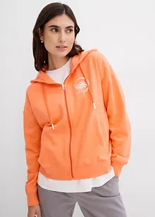 Sweat zippé à capuche, 100% coton, bonprix