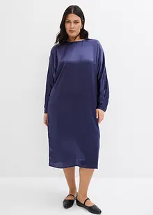 Robe midi à manches chauve-souris en satin fluide, bonprix