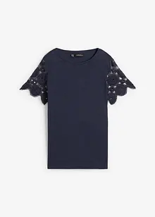 Shirt aus reinem Leinen mit Häkelärmeln, bonprix
