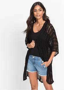 Gilet long en maille ajourée, bonprix