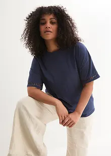 T-shirt avec finition dentelle aux manches, bonprix