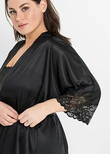 Satin Kimono mit Spitze, bonprix