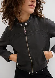 Veste biker, look used, bonprix